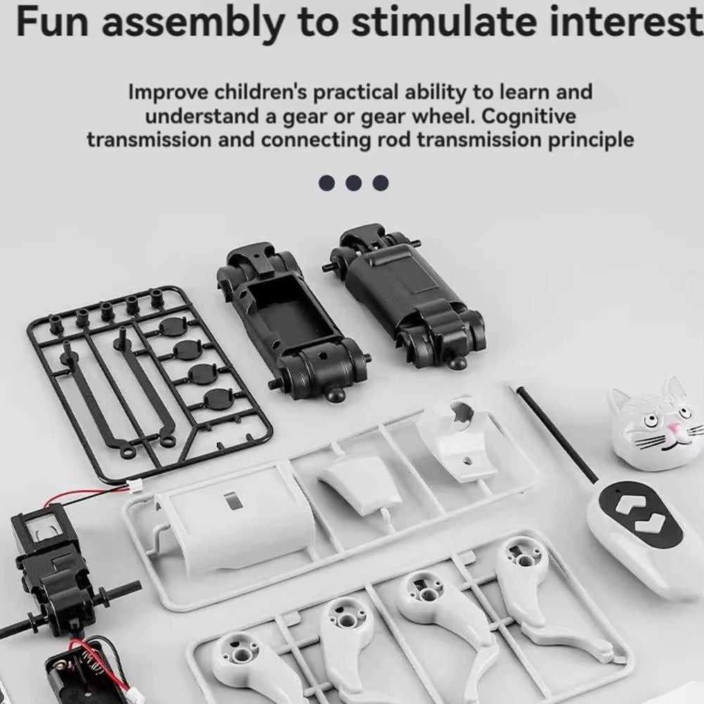 2 in 1 RC Mechanical Dog Remote Control Cat Children'S Toy DIY Assembly Science Electric Robot Dog Cat Model Set Kids Gift