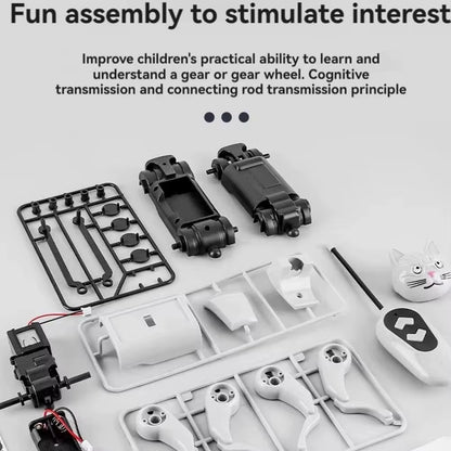 2 in 1 RC Mechanical Dog Remote Control Cat Children'S Toy DIY Assembly Science Electric Robot Dog Cat Model Set Kids Gift
