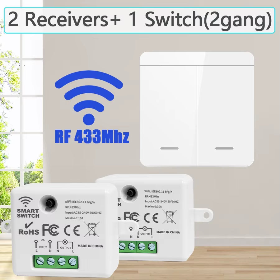 Wireless Light Wall Switch RF 433Mhz Remote Control 1/2/3Gang Interruptor Smart Lighting Switch for Lamp LED 10A 110V 220V