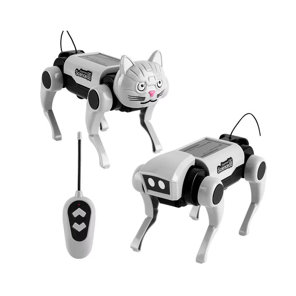 2 in 1 RC Mechanical Dog Remote Control Cat Children'S Toy DIY Assembly Science Electric Robot Dog Cat Model Set Kids Gift